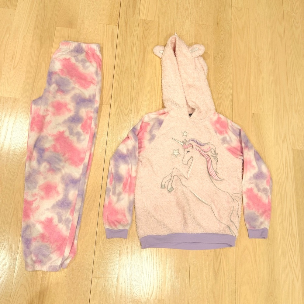 Unicorn Hoodie and Pants Set in Pink and Purple